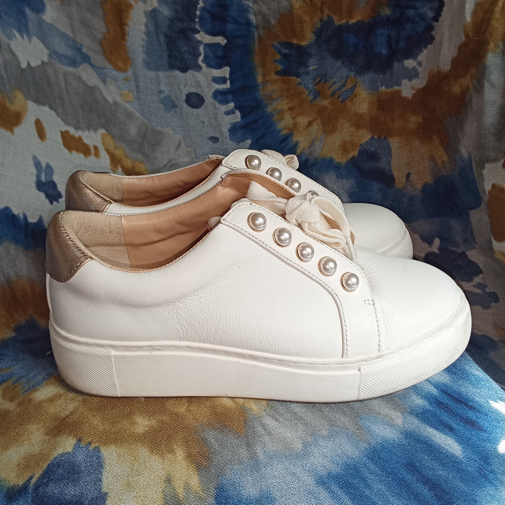 Alex Marie White Sneakers with Pearl Details